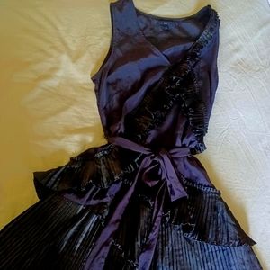 NWOT GAP dress. Blueish violet with fringes and a belt. Size 2